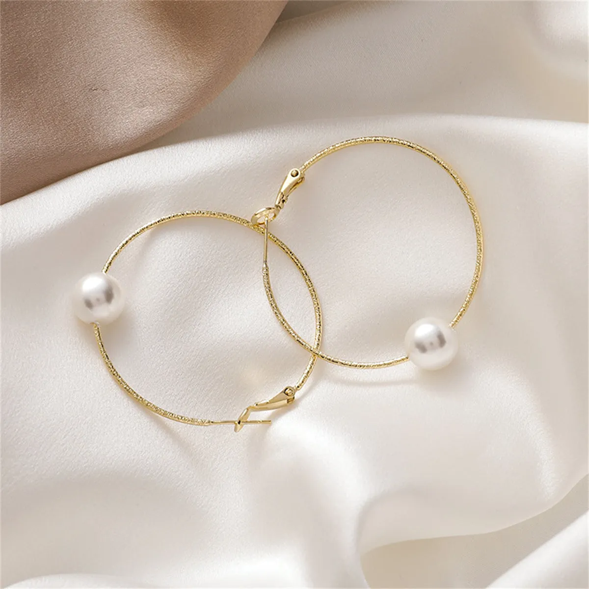 Pearl & 18K Gold-Plated Hoop Earrings