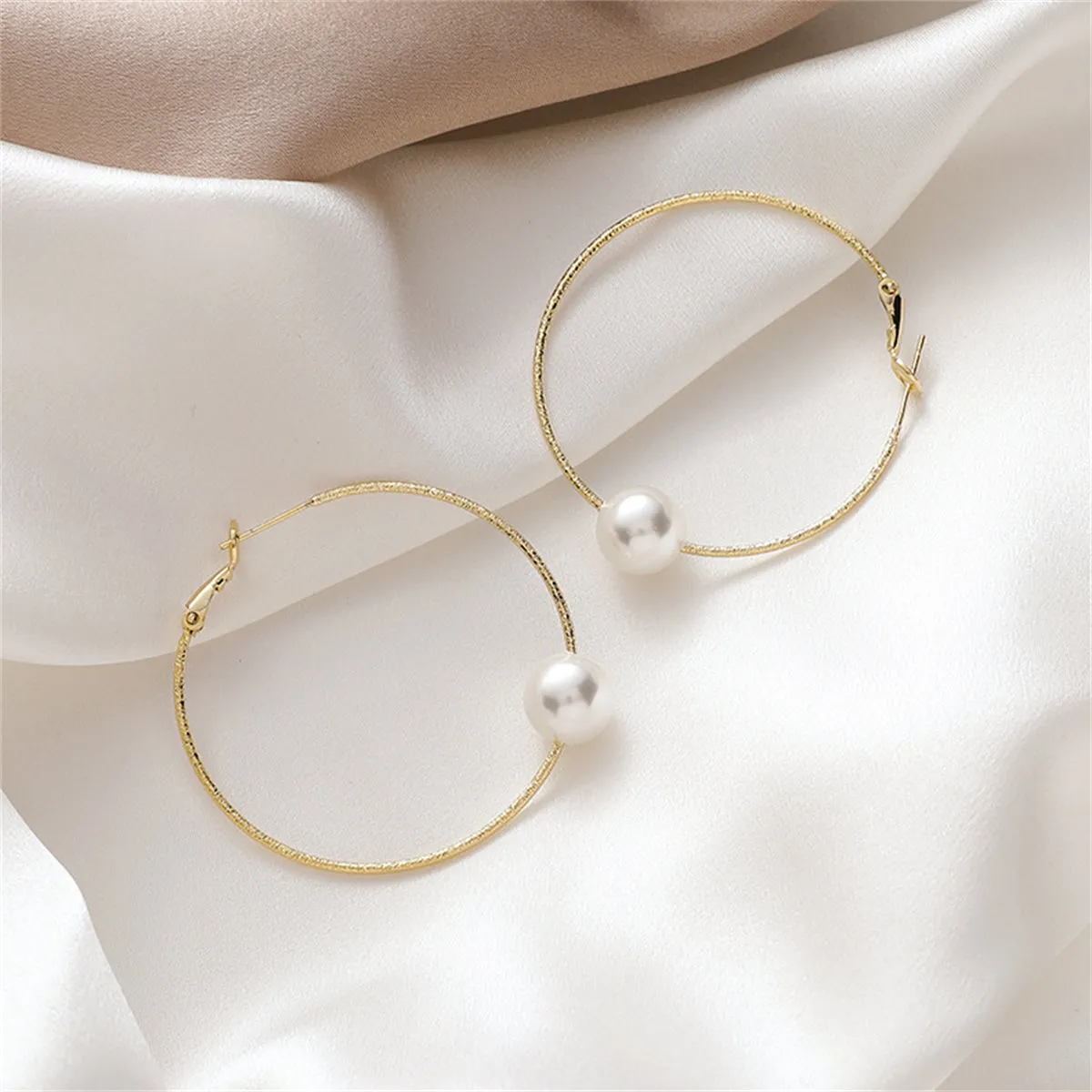 Pearl & 18K Gold-Plated Hoop Earrings