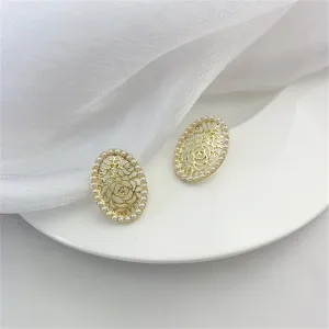 Pearl & 18K Gold-Plated Intricate Circle Stud Earrings