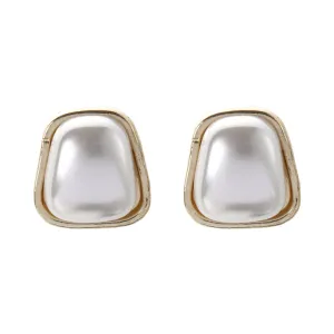 Pearl & 18K Gold-Plated Ladder Stud Earrings