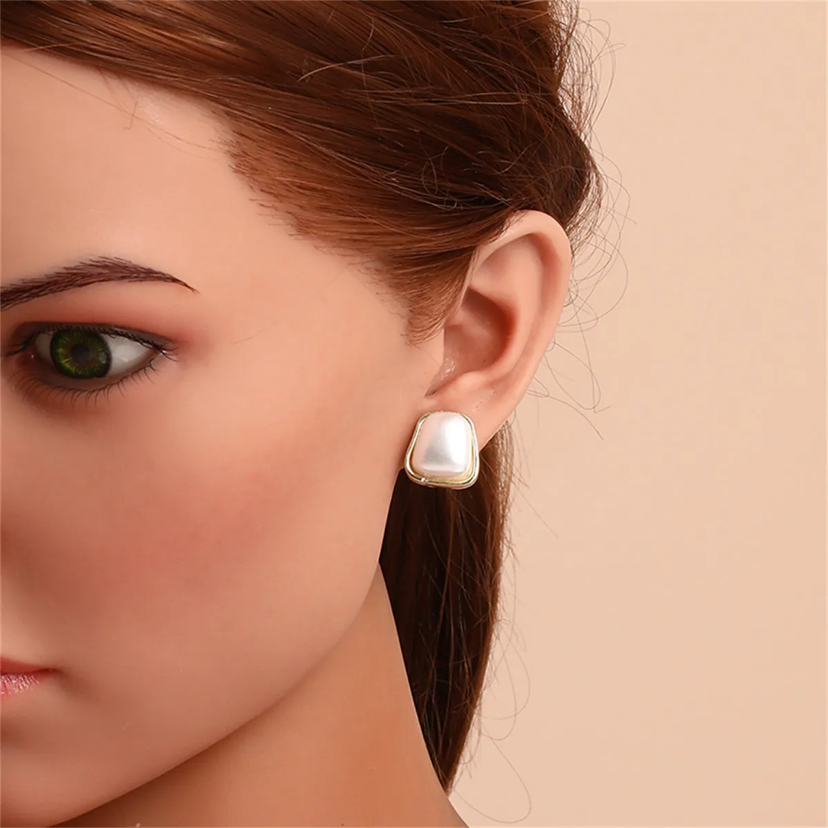 Pearl & 18K Gold-Plated Ladder Stud Earrings