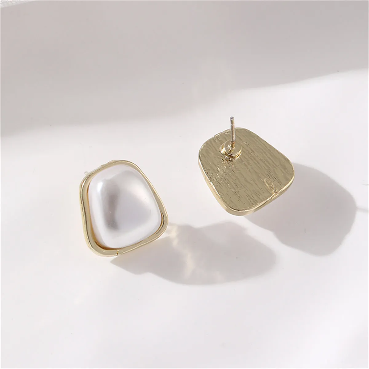 Pearl & 18K Gold-Plated Ladder Stud Earrings