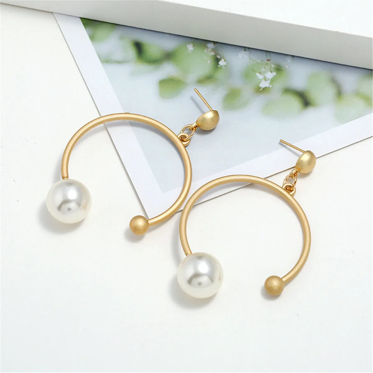 Pearl & 18K Gold-Plated Open Round Drop Earrings