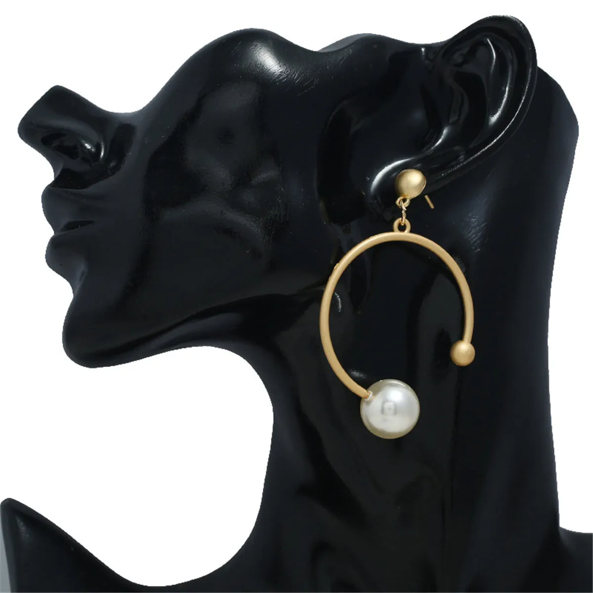 Pearl & 18K Gold-Plated Open Round Drop Earrings