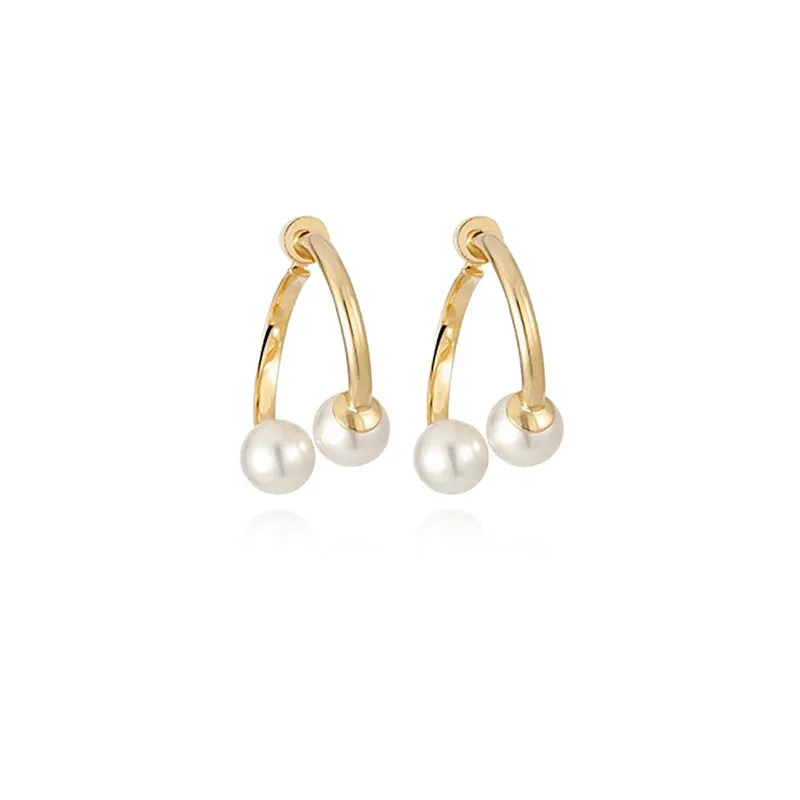 Pearl & 18K Gold-Plated Overlapping Ear Jackets