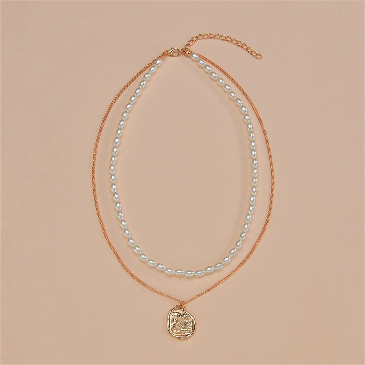 Pearl & 18K Gold-Plated Owl Layered Pendant Necklace