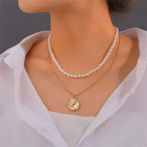 Pearl & 18K Gold-Plated Owl Layered Pendant Necklace