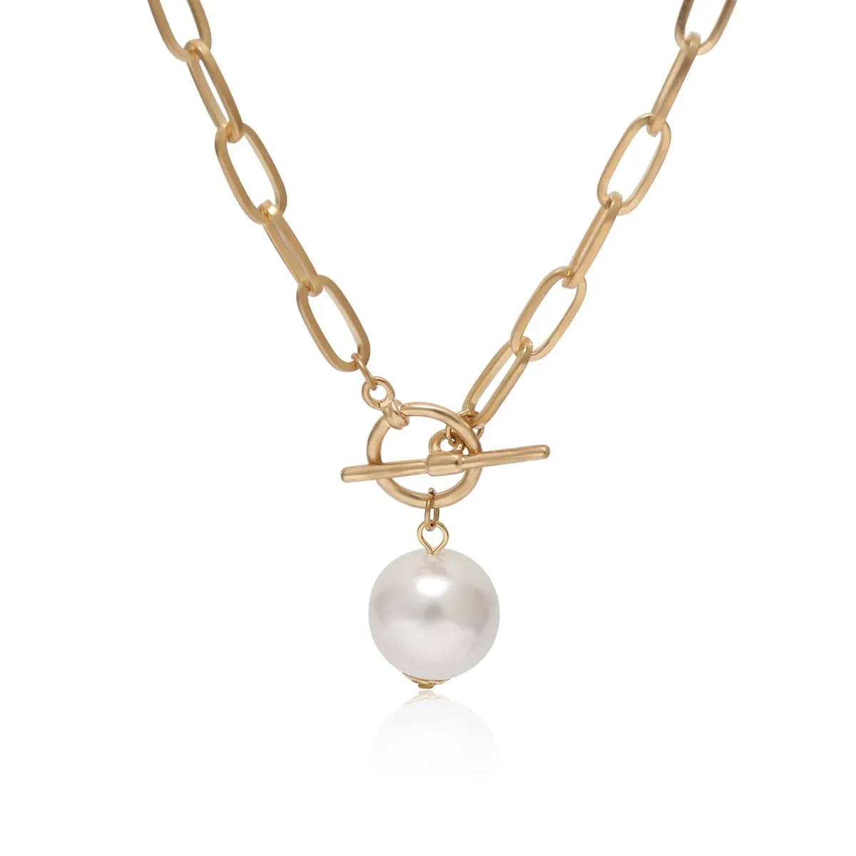 Pearl & 18K Gold-Plated Toggle Pendant Necklace