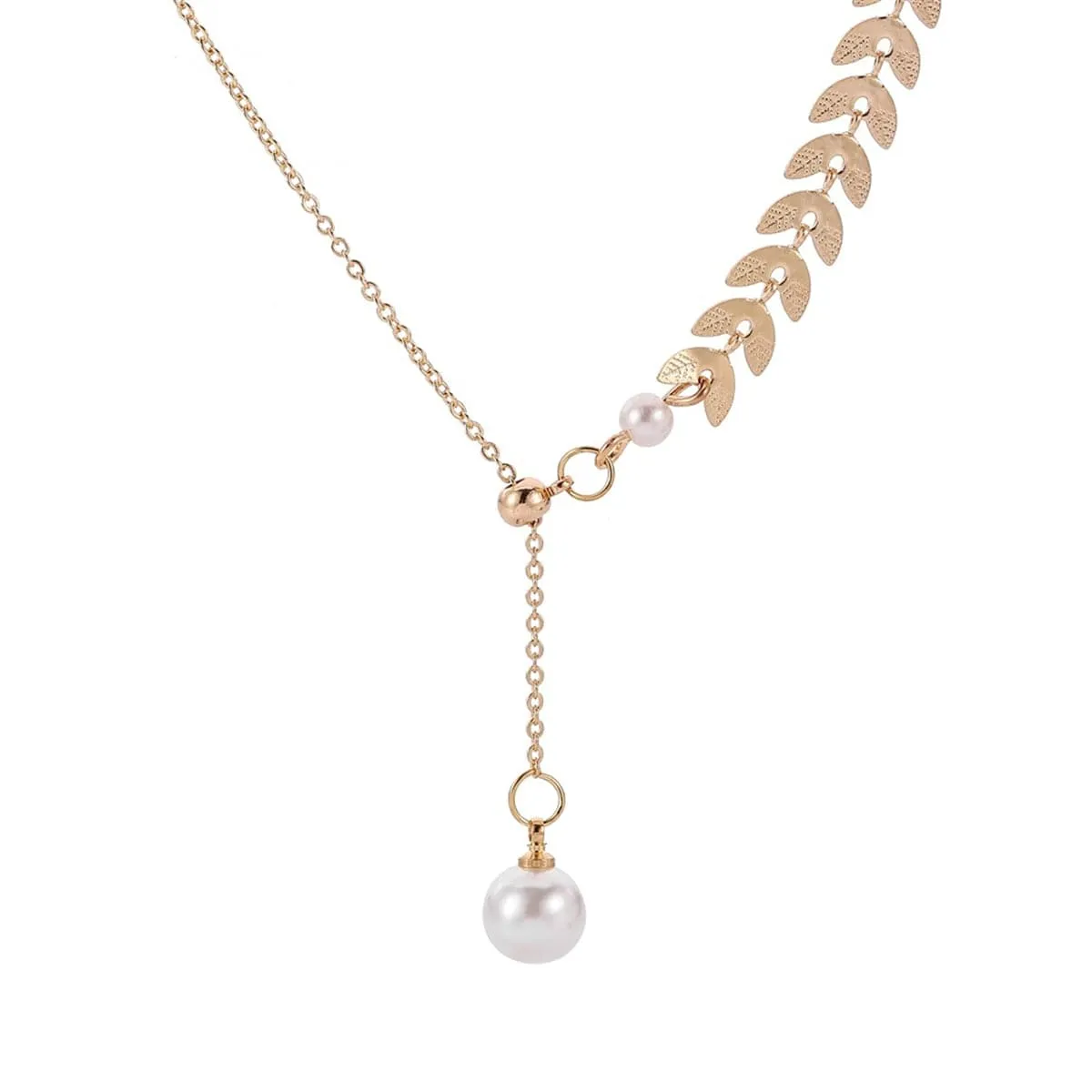 Pearl & 18K Gold-Plated Wheat Lariat Necklace