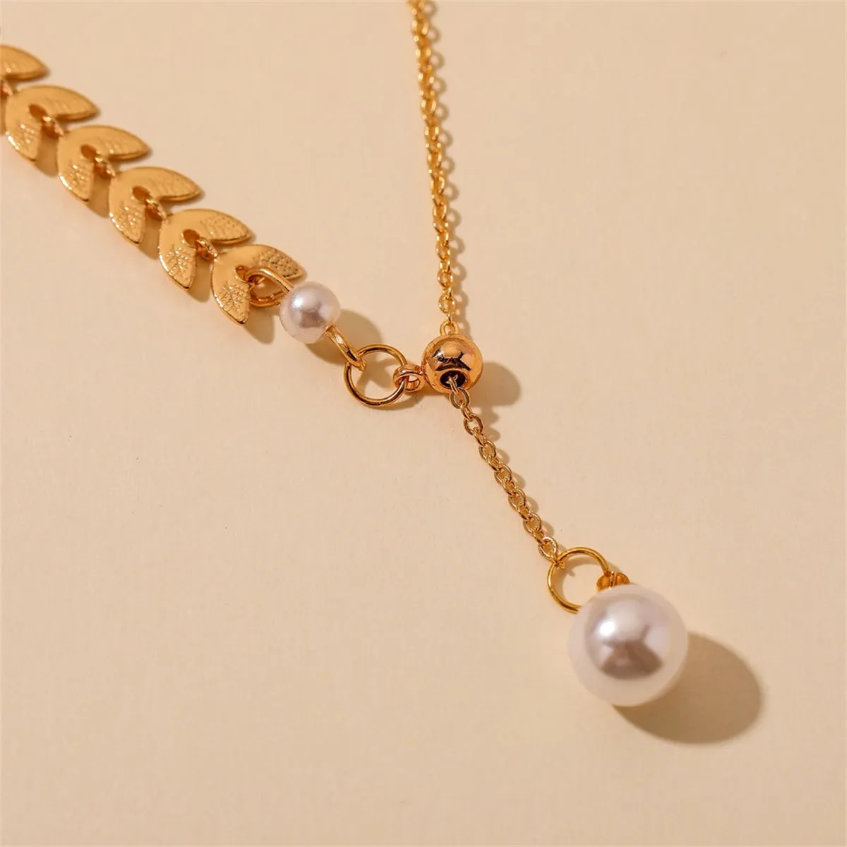 Pearl & 18K Gold-Plated Wheat Lariat Necklace