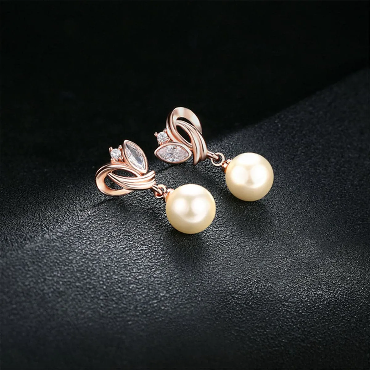 Pearl & Crystal 18K Rose Gold-Plated Drop Earrings