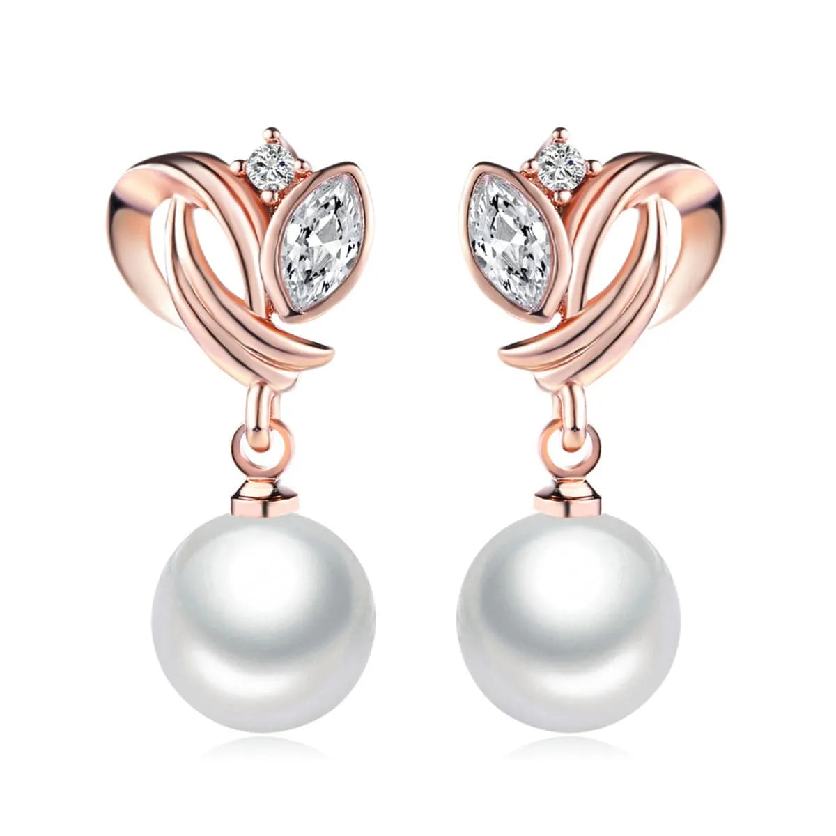 Pearl & Crystal 18K Rose Gold-Plated Drop Earrings