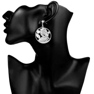 Pearl & Crystal Silver-Plated Portrait Round Drop Earrings