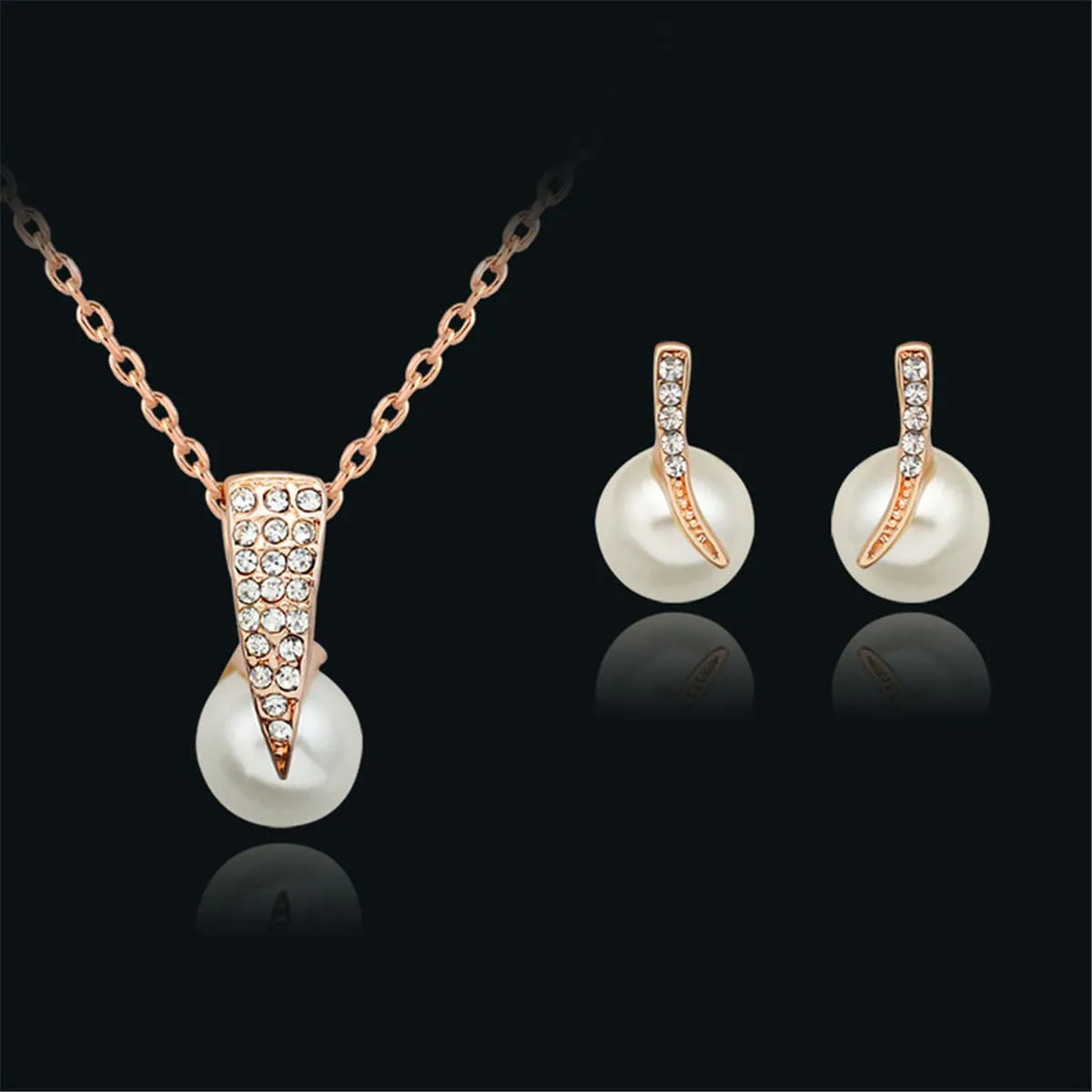 Pearl & Cubic Zirconia 18K Gold-Plated Flush-Set Pendant Necklace Set