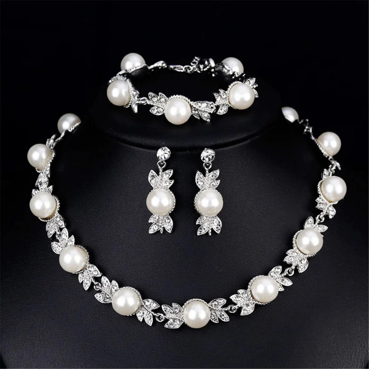 Pearl & Cubic Zirconia Botany Adjustable Bracelet Set