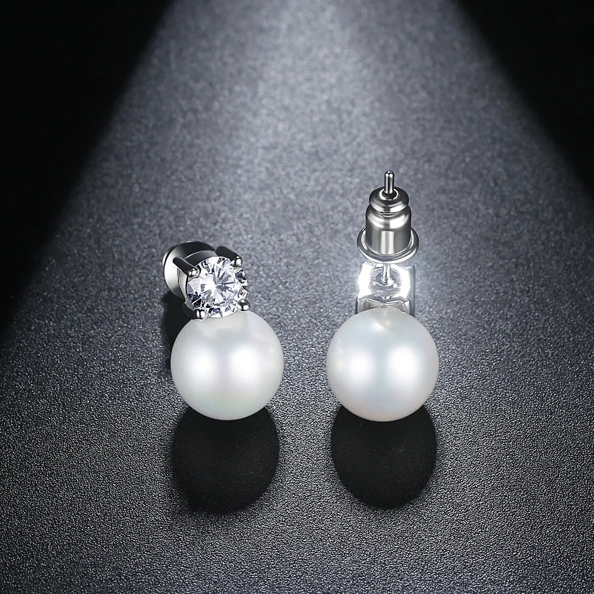 Pearl & Cubic Zirconia Silver-Plated Stud Earrings