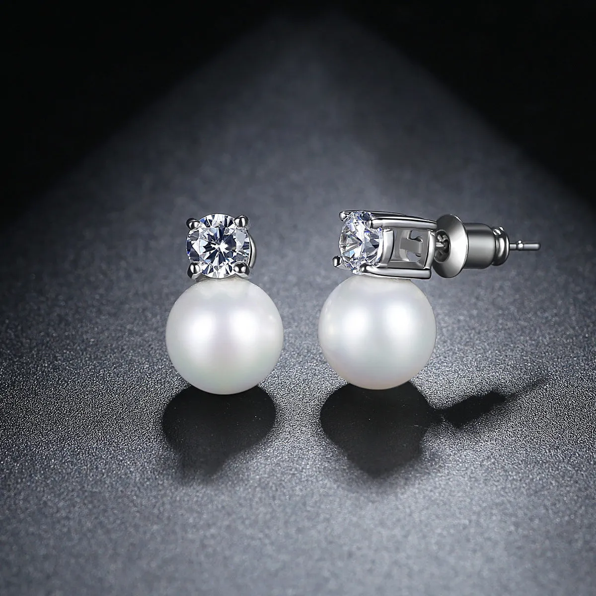 Pearl & Cubic Zirconia Silver-Plated Stud Earrings