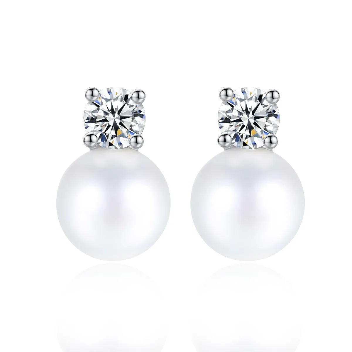 Pearl & Cubic Zirconia Silver-Plated Stud Earrings