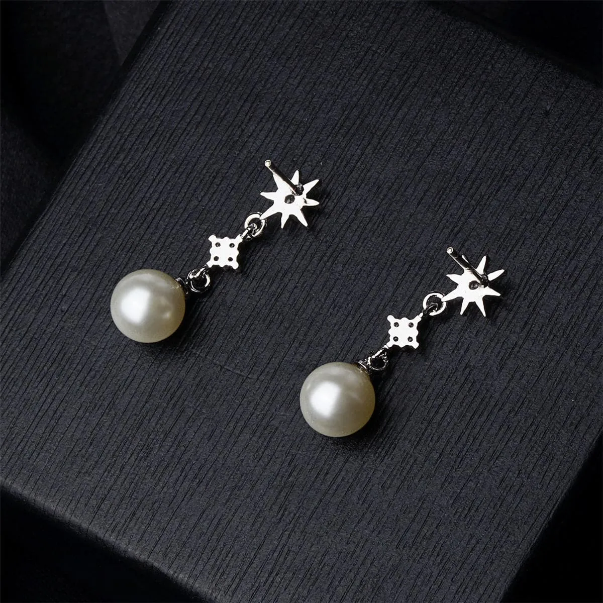 Pearl & Cubic Zirconia Silver-Plated Sun Drop Earrings