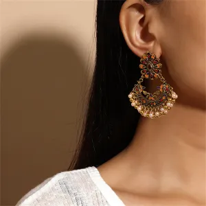Pearl & Enamel 18K Gold-Plated Peacock Drop Earrings