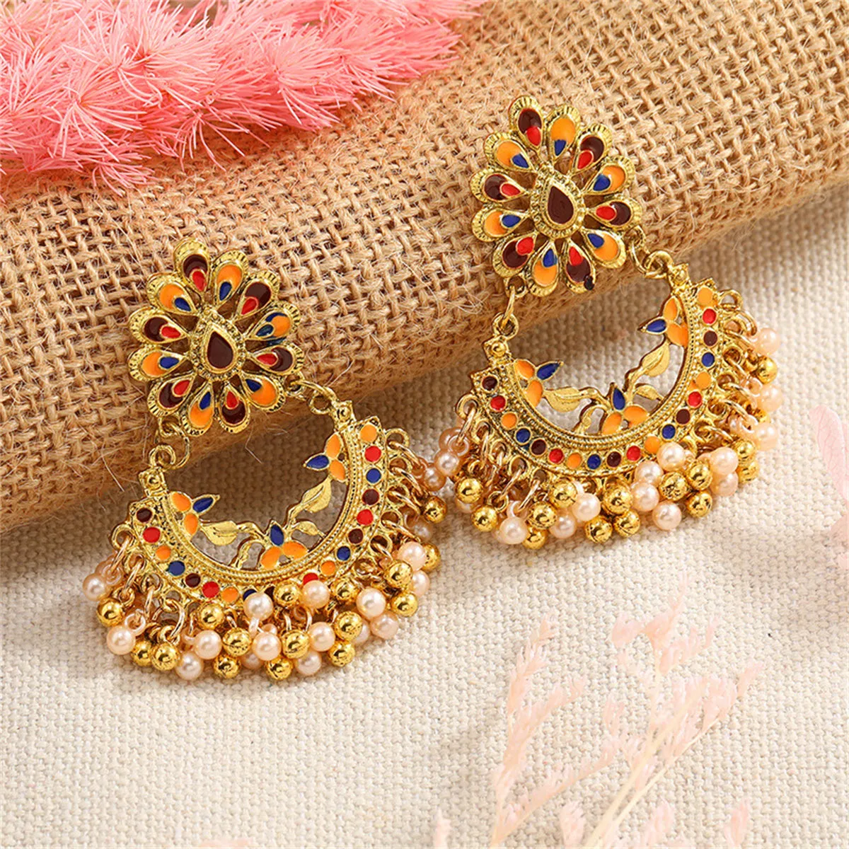 Pearl & Enamel 18K Gold-Plated Peacock Drop Earrings