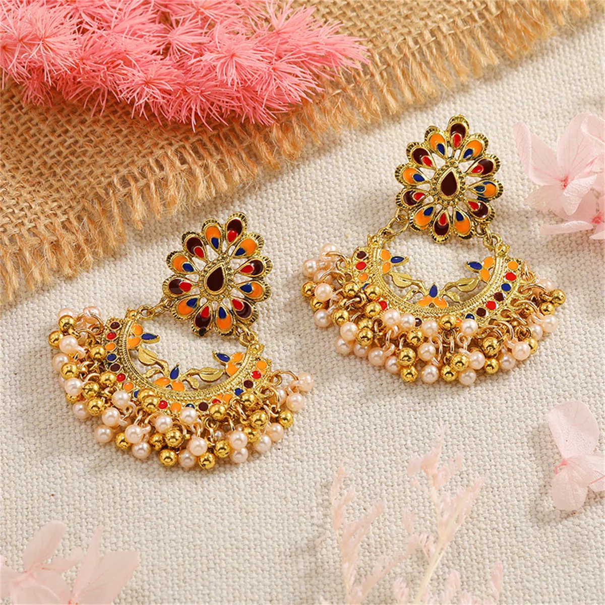 Pearl & Enamel 18K Gold-Plated Peacock Drop Earrings