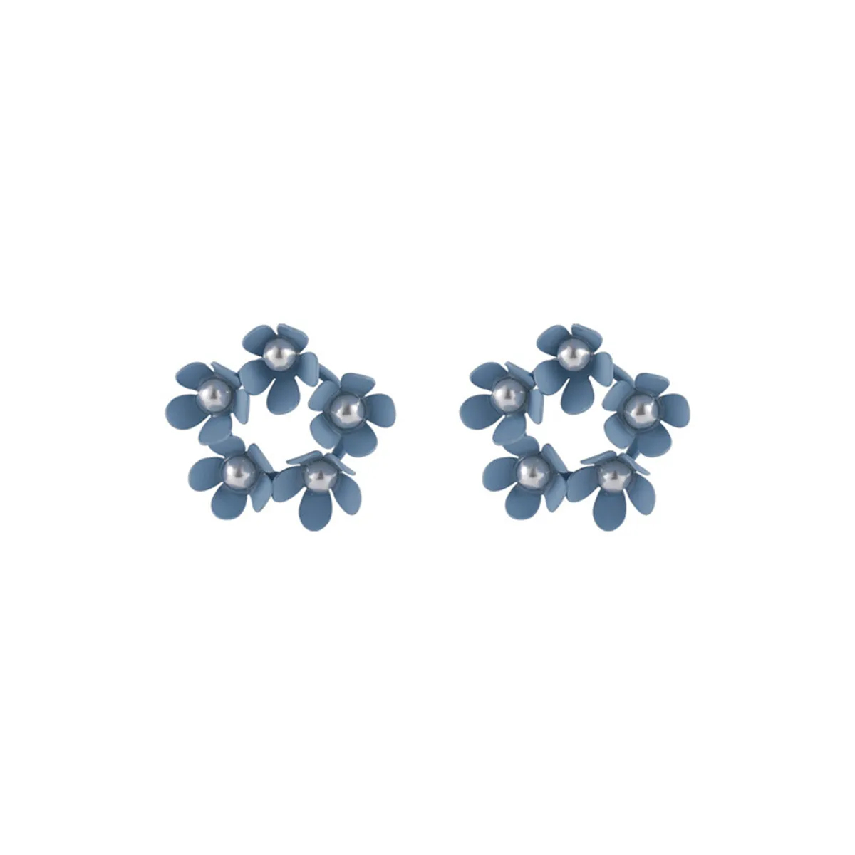 Pearl & Purple Enamel Floral Garland Stud Earrings
