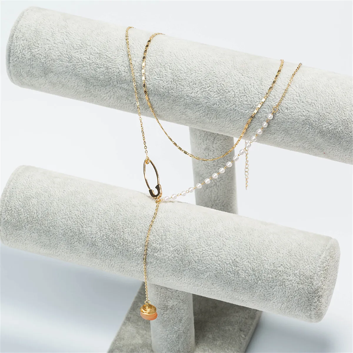Pearl & Resin 18K Gold-Plated Pin Drop Layered Necklace