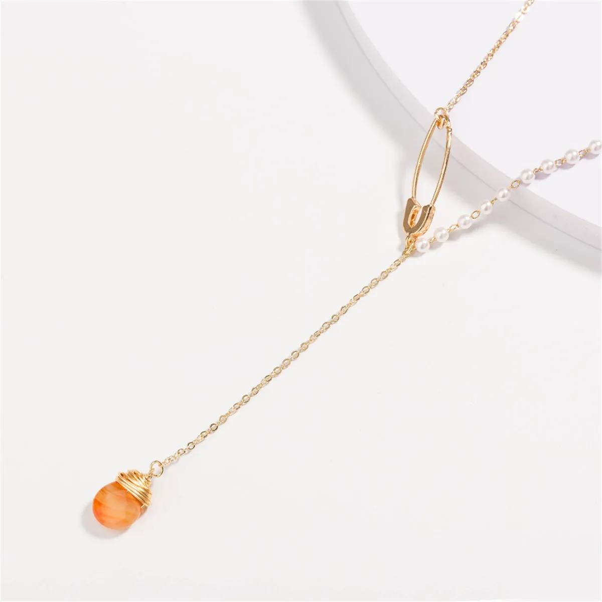 Pearl & Resin 18K Gold-Plated Pin Drop Layered Necklace