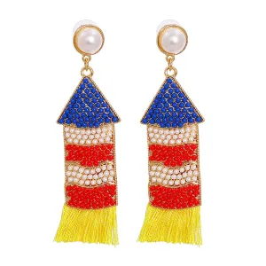 Pearl & Resin 18K Gold-Plated Rocket Tassel Drop Earrings