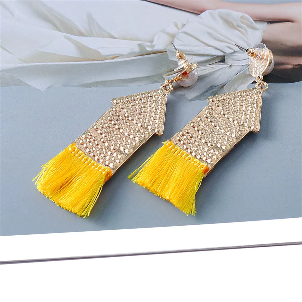 Pearl & Resin 18K Gold-Plated Rocket Tassel Drop Earrings