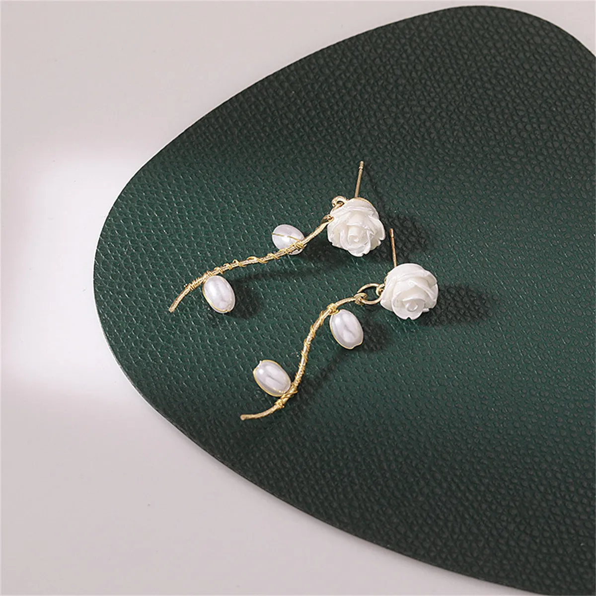 Pearl & Resin 18K Gold-Plated Rose Drop Earrings