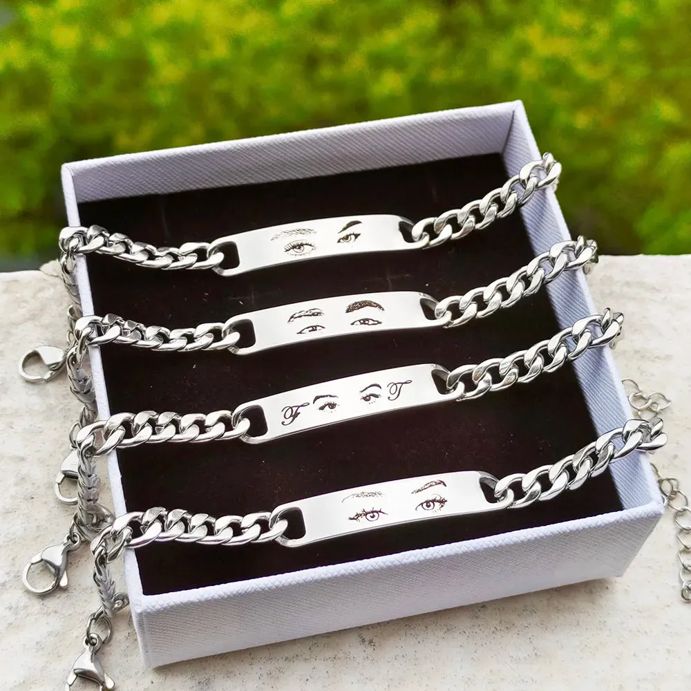 Personalized Human Eyes Bracelet for Women/Men - "Eye Love You", Engraved Your Eyes Photo, Perfect Custom Christmas Gift for Her/Him (A01)