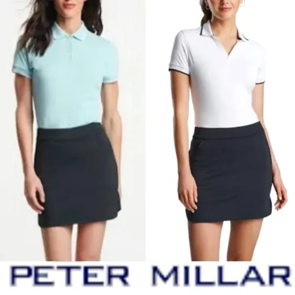 Peter Millar Women's Alice Petal Golf Skort Skirt Black Tennis Athleisure Active