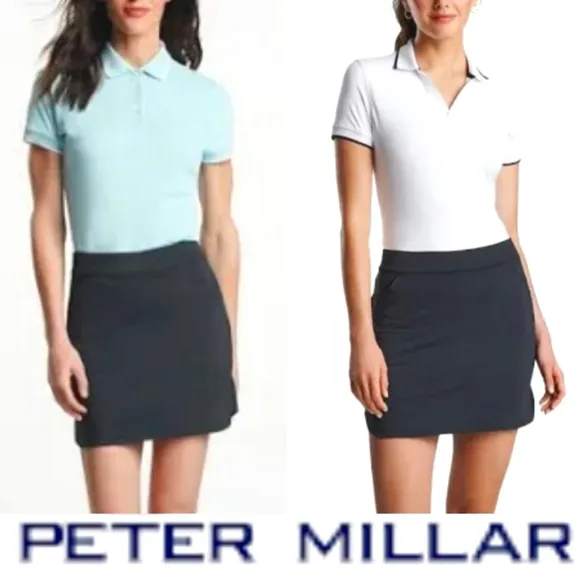 Peter Millar Women's Alice Petal Golf Skort Skirt Black Tennis Athleisure Active