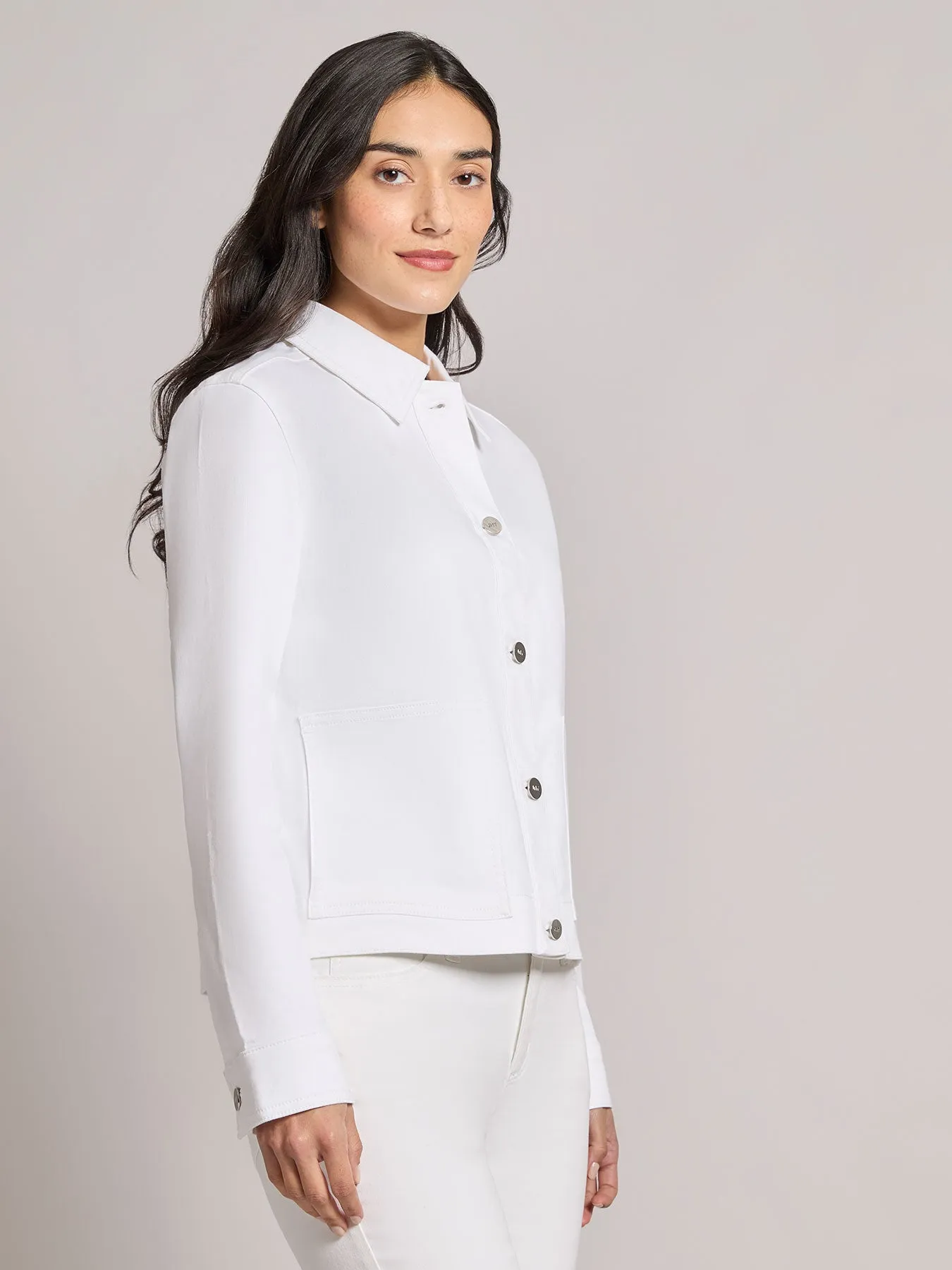Petite Patch Pocket Denim Jacket, Soft White