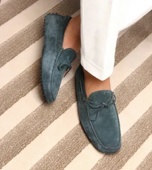 Petrol Blue Suede Ophelia Driving Loafers - Loafers