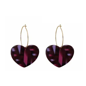 Pink Acrylic & 18K Gold-Plated Heart Huggie Earrings
