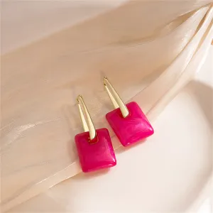 Pink & 18K Gold-Plated Square Huggie Earrings