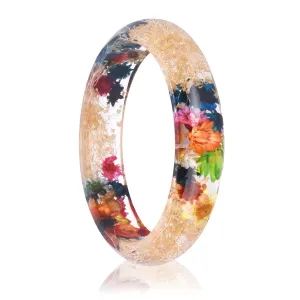 Pink & Navy Dried Floral Resin Bangle