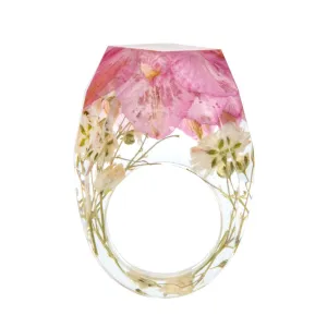 Pink & Off-White Dried Flower Ring