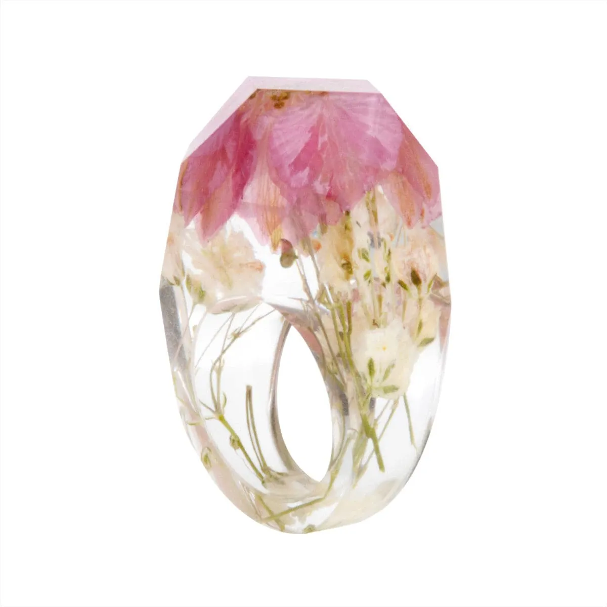 Pink & Off-White Dried Flower Ring