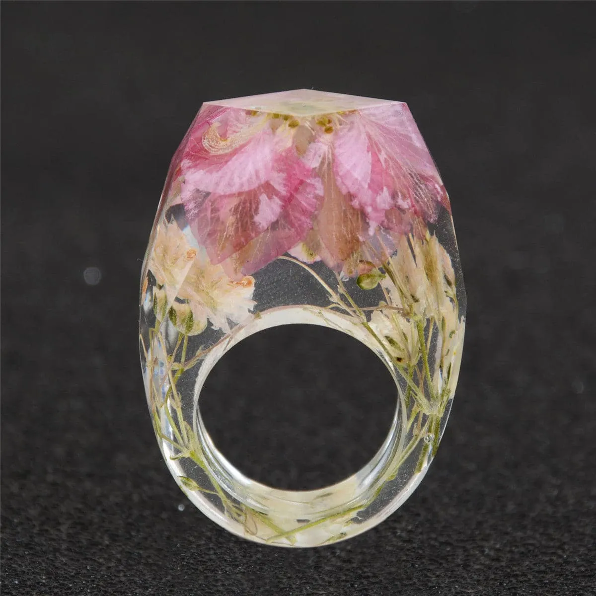 Pink & Off-White Dried Flower Ring