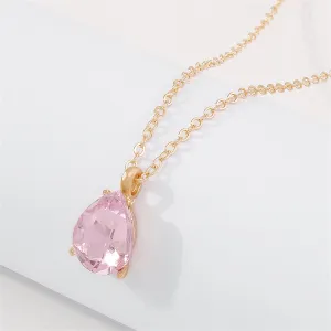 Pink Crystal & 18K Gold-Plated Teardrop Pendant Necklace