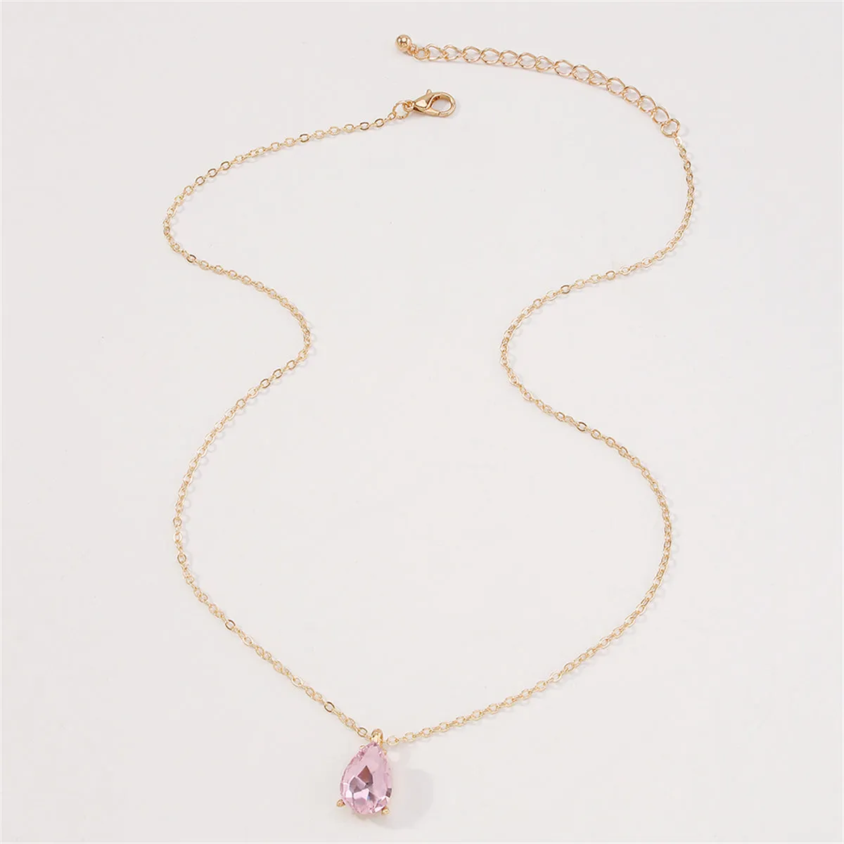 Pink Crystal & 18K Gold-Plated Teardrop Pendant Necklace
