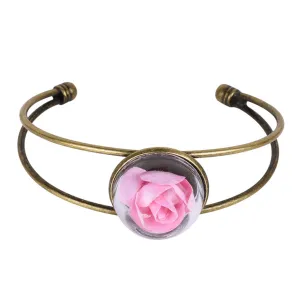 Pink Velvet Rose & 18K Gold-Plated Cuff