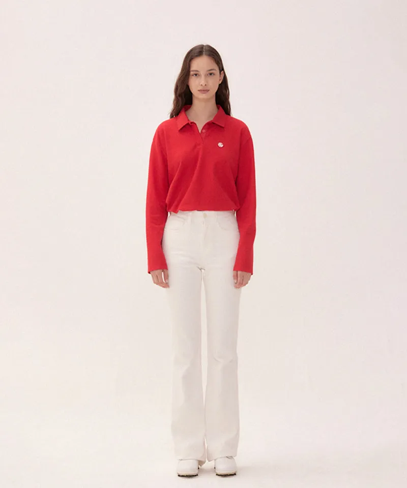PIV'VEE Long Sleeve PK Shirt - Cherry Red