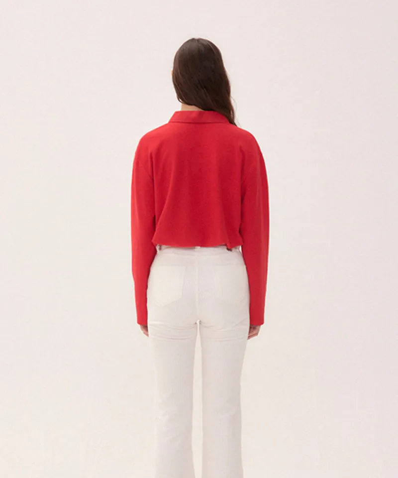 PIV'VEE Long Sleeve PK Shirt - Cherry Red