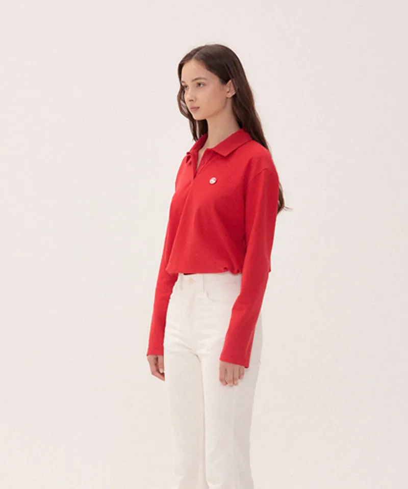 PIV'VEE Long Sleeve PK Shirt - Cherry Red