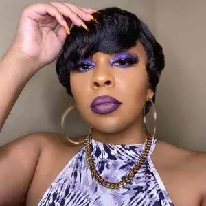 Pixie Cut Wigs With Bangs Short Black Layered Human Hair Black Wig For Women